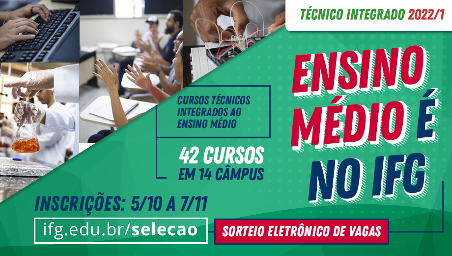 São ofertadas mais de 1300 vagas, distribuídas em 42 cursos nos 14 câmpus do IFG São ofertadas mais de 1300 vagas, distribuídas em 42 cursos nos 14 câmpus do IFG