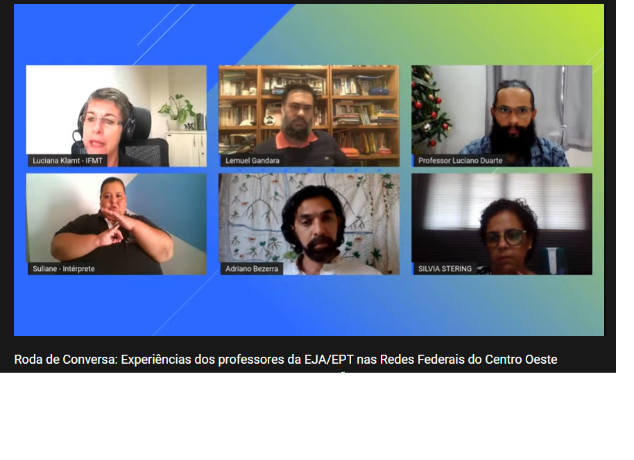 Lemuel da Cruz Gandara (IFG), Silvia Maria Stering (IFMT), Luciano Rodrigues Duarte (IFMS) e Adriano S. B. de Oliveira (IFB) participam de roda de conversa Lemuel da Cruz Gandara (IFG), Silvia Maria Stering (IFMT), Luciano Rodrigues Duarte (IFMS) e Adriano S. B. de Oliveira (IFB) participam de roda de conversa