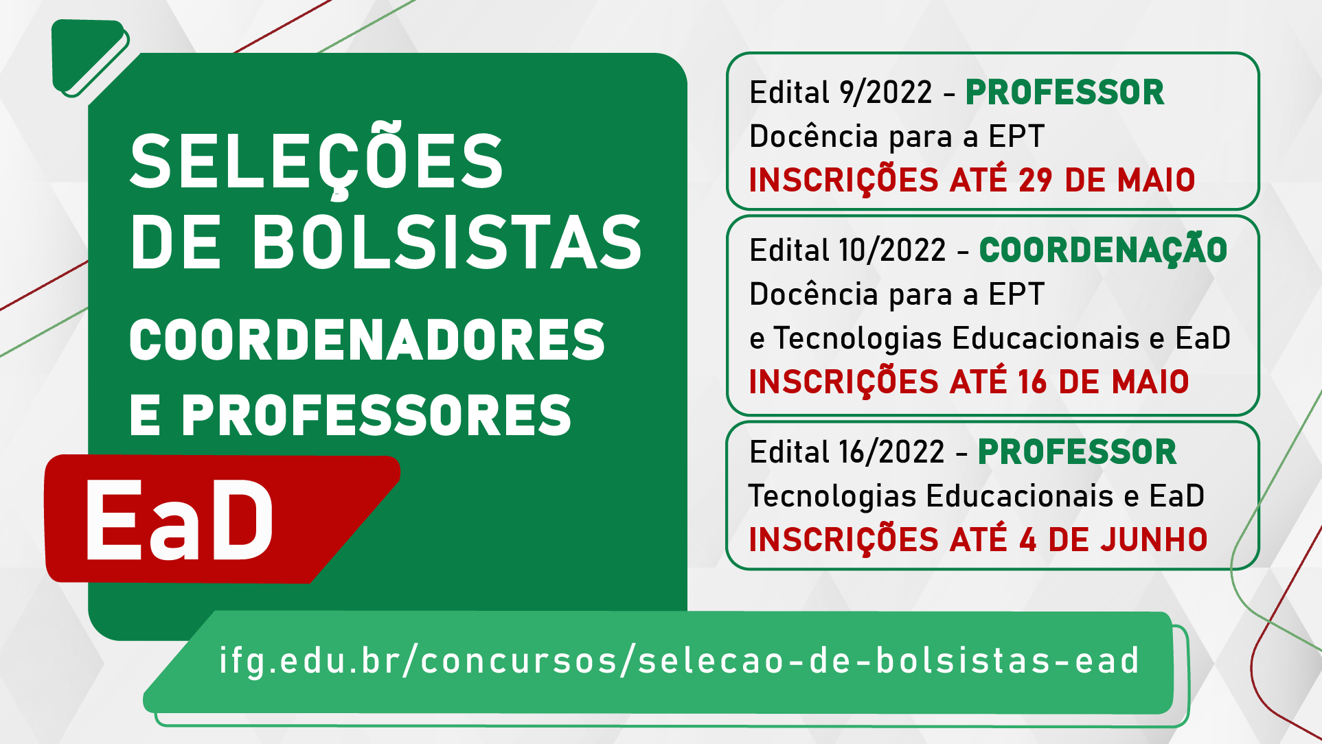 Editais para bolsistas estão com inscrições abertas Editais para bolsistas estão com inscrições abertas