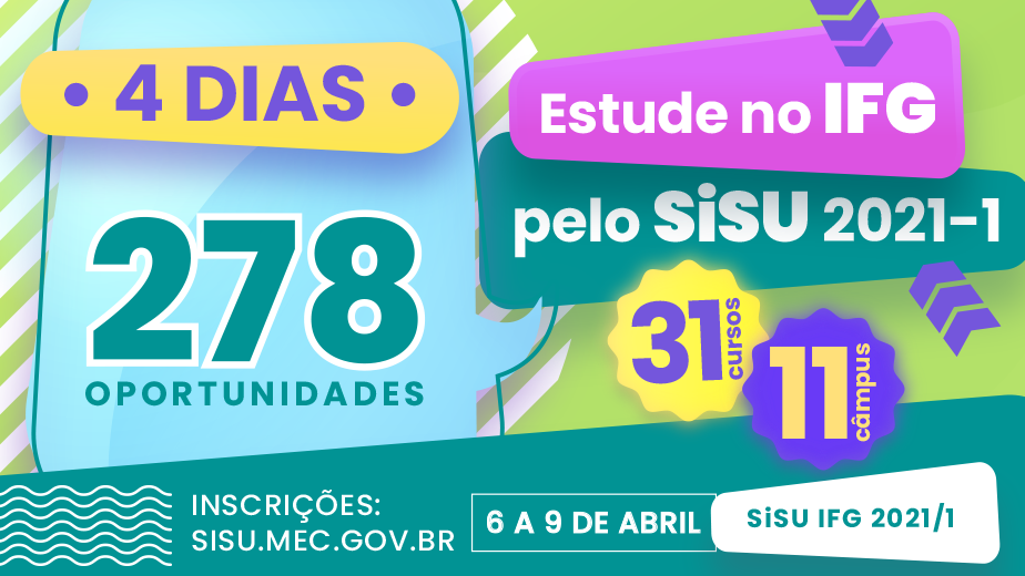 IFG oferta vagas pelo Sisu 2021/1 IFG oferta vagas pelo Sisu 2021/1